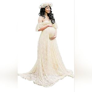 Sicily Women's Lace Off-Shoulder Long Maternity Dress Plus